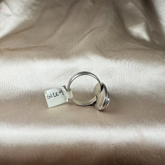 Handmade Silver Pink precious stone Ring Oval Gemstone Jewelry Size 9 - Picture 3 of 5